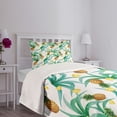 thumbnail image 3 of Ambesonne Hawaii Quilted Bedspread Set 2 Pcs, Botany Inspired Fruits, Twin Size, Jade Green Marigold, 3 of 5