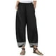 thumbnail image 1 of Pantalones de algodón con parches para mujer: pantalones holgados irregulares de color liso, cintura elástica, bolsillos laterales, estilo informal para el día a día, viajes, deporte y todas las es, 1 of 2