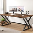 thumbnail image 3 of Rustic Computer Desk  Metal Wood Home Office Desk  Industrial Simple Study Executive Desk for Writing Work  Wooden Student Gaming Computer PC Table with Storage for Bedroom  Inch  Rustic, 3 of 6