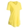 thumbnail image 4 of La nueva manga del cortocircuito del cuello del color sólido V de la camiseta de las mujeres MABOTO Amarillo/5XL, 4 of 7