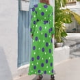 thumbnail image 3 of Vestido largo estampado verde lima con lunares morados y blancos ropa de verano para mujer 2024 vestidos de verano para mujer 2024, 3 of 5