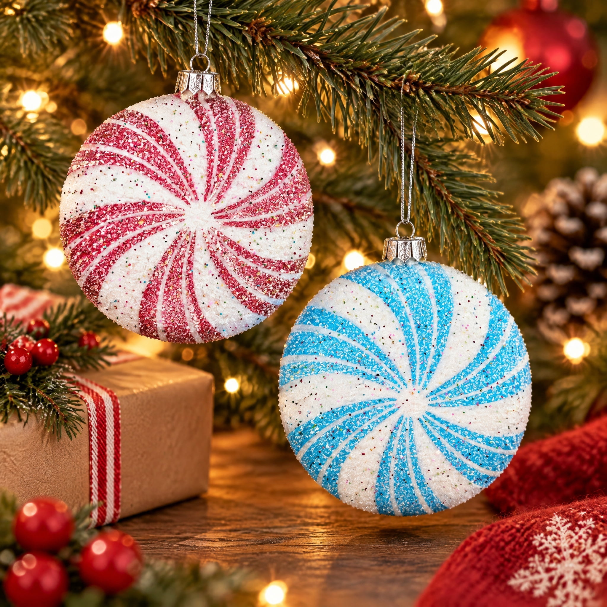 2-Count Pink and Blue Jumbo Candy Shatterproof Christmas Ornaments, 7.5", by Holiday Time