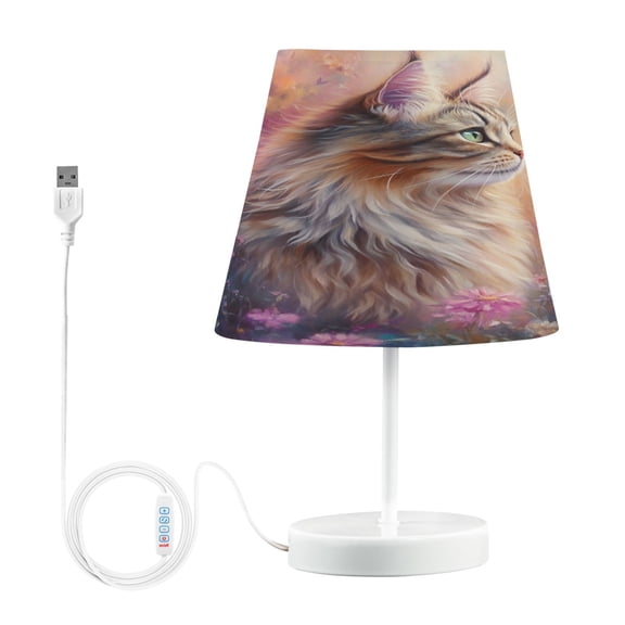 BZSMCE Table Lamp Creative Cat in A Flower Field Simple Pattern Night Light