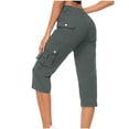thumbnail image 2 of Capri Pants for Women 2025 High Elastic Waist Straight Leg Casual Loose Cago Capris with Pockets Womens Cropped Pants, 2 of 6