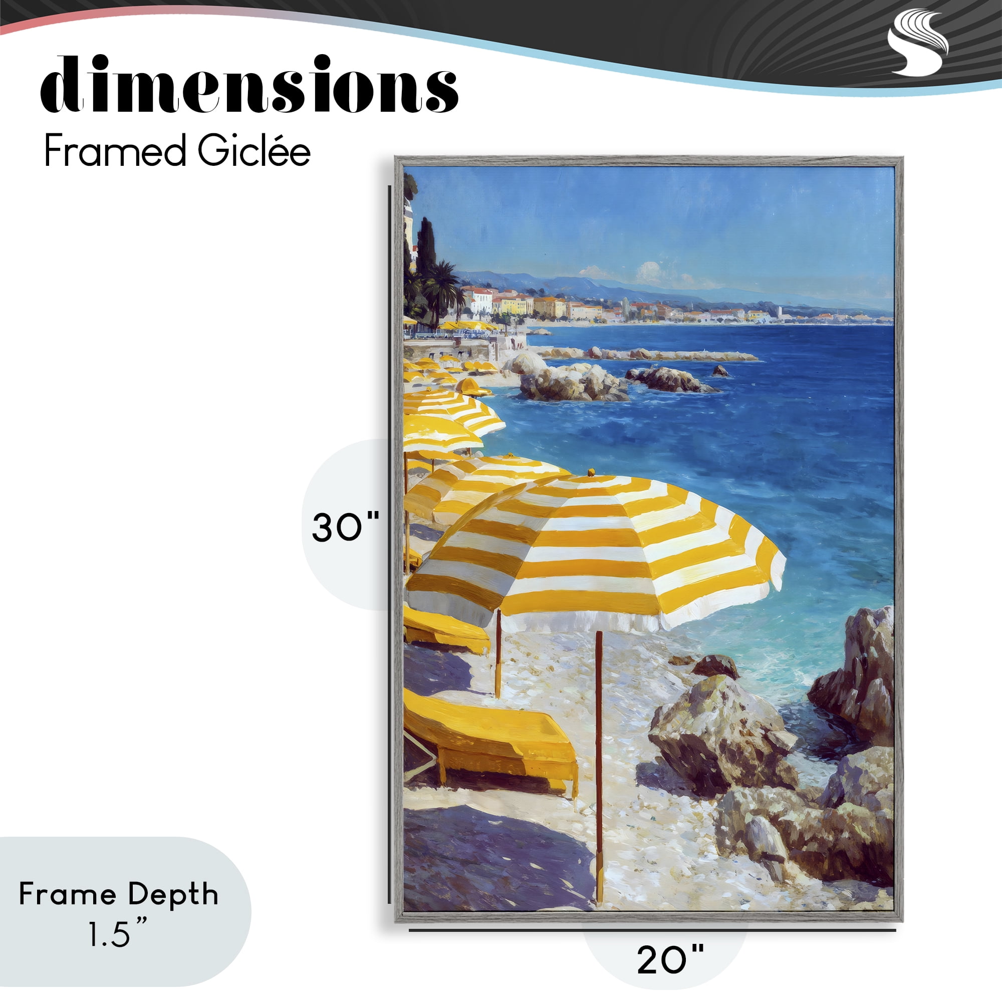 Stupell Industries Sunshine on the Shore Gray Framed Giclee Art, design by Petal Prints Design