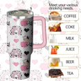 thumbnail image 4 of 40oz Skull Tumbler with Handle & Straw | Stainless Steel Insulated Gothic Cup | Floral Skeleton Design Travel Mug | Halloween Birthday Gifts for Adults, 4 of 6