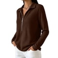 thumbnail image 6 of akafmk Womens Sweatshirts Quarter Zip Pullover Waffle Knit Tops Long Sleeve Collared Solid Color Comfortable Fall Clothes, Size S, 6 of 8
