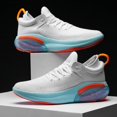 thumbnail image 1 of Zapatillas de deporte con cojín de aire para hombre y mujer, tenis masculinos, ligeros, transpirables, cómodos, de malla, para caminar, color blanco, 1 of 4
