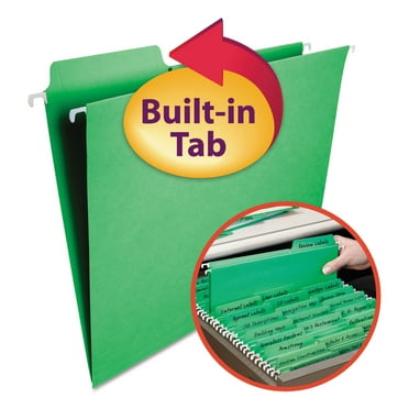 Smead FasTab Hanging Folders, Letter Size, 1/3-Cut Tab, Green, 20/Box (64098)