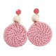 thumbnail image 1 of Pendientes redondos de rafia boho para mujer Laklulu, pendientes colgantes redondos de rafia individuales - Joyería de resort de playa de verano, 1 of 5