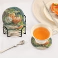 thumbnail image 5 of 6 Pcs Drink Coasters with Holder 3.94in Woven Coasters for Drinks Orange and White Pumpkins Coaster Set for Protection Table, 5 of 7