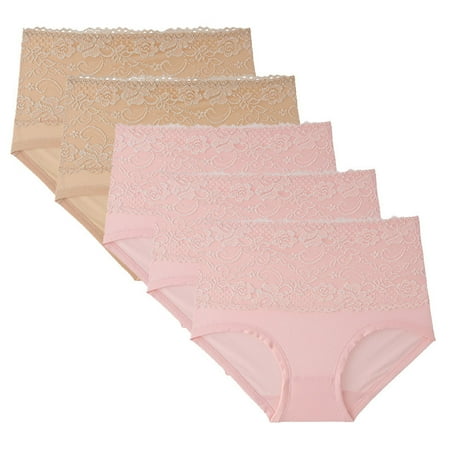 High Rise Womens Underwear Thong Panties for Women  5PC Women Lace High Waisted Body Shaper Shorts Shapewear Panties