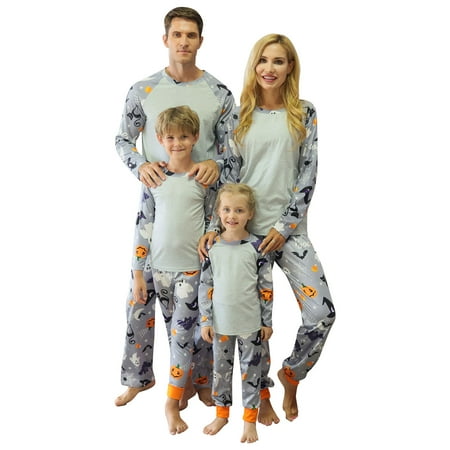 

FOCUSNORM Matching Family Halloween Nightwear Pumpkin Outfits Long Sleeve Long Pants Sleepwear Set