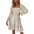 thumbnail image 2 of Liacowi Women Casual Mini Dress Long Sleeve Square Neck Dresses Loose Ruffle Dress, 2 of 5