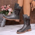 thumbnail image 2 of YOUYEDIAN Boots for Women Side Lace-up Versatile Ankle Mid Top Booties Block Low Heel Comfy Casual Outdoor Shoes, 2 of 5