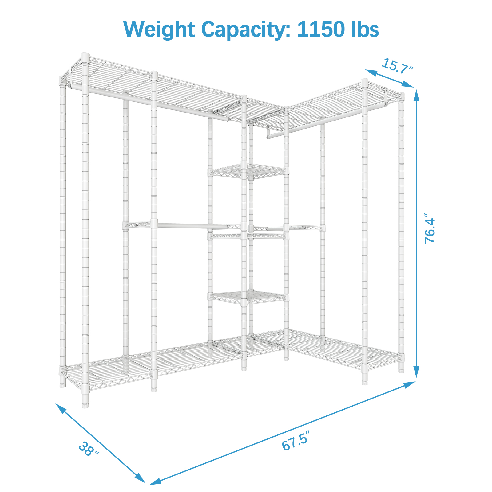 Vipek L50 Protable Closet Rack Large Corner Freestanding Wardrobe Closet,  Max Load 1150lbs : Target