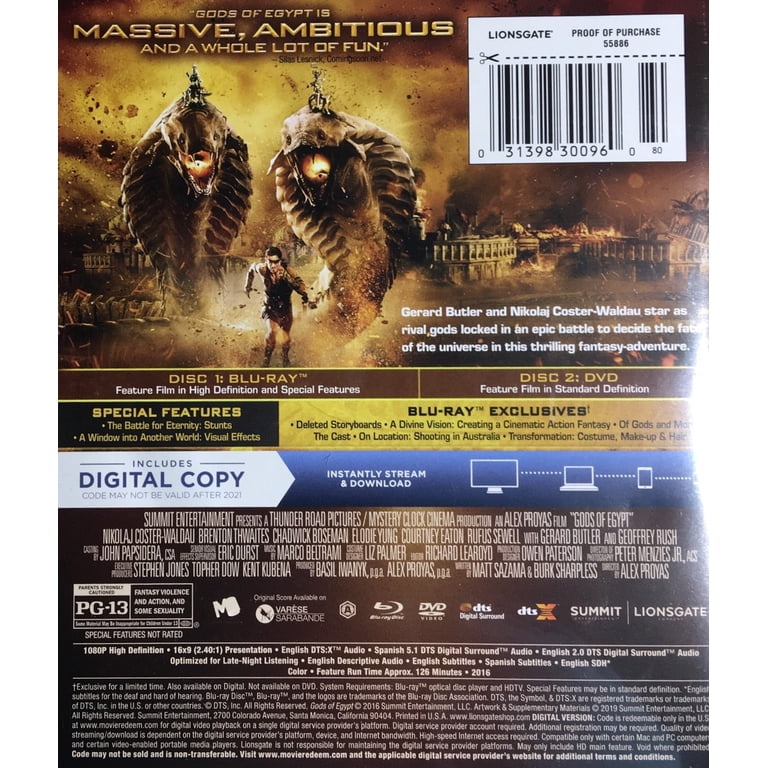 Gods of Egypt (Blu-ray + DVD) - Walmart.com