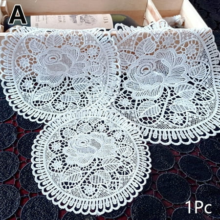 

Embroidered Crochet Lace Cotton Table Cup Mat Doilies Placemat Coastertablecloth