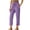 Purple, variant on ABATAB Pull on Capris for Women Dressy Casual Stretch Lightweight Capris Drawstring Cotton Linen Lounge Crop Pants Summer
