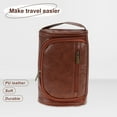 thumbnail image 6 of Unique Bargains Toiletry Bag PU Travel Cosmetic Bag for Women Travel Organizer Bags Waterproof and Durable Make Up Bag with Compartments Brown, 6 of 8