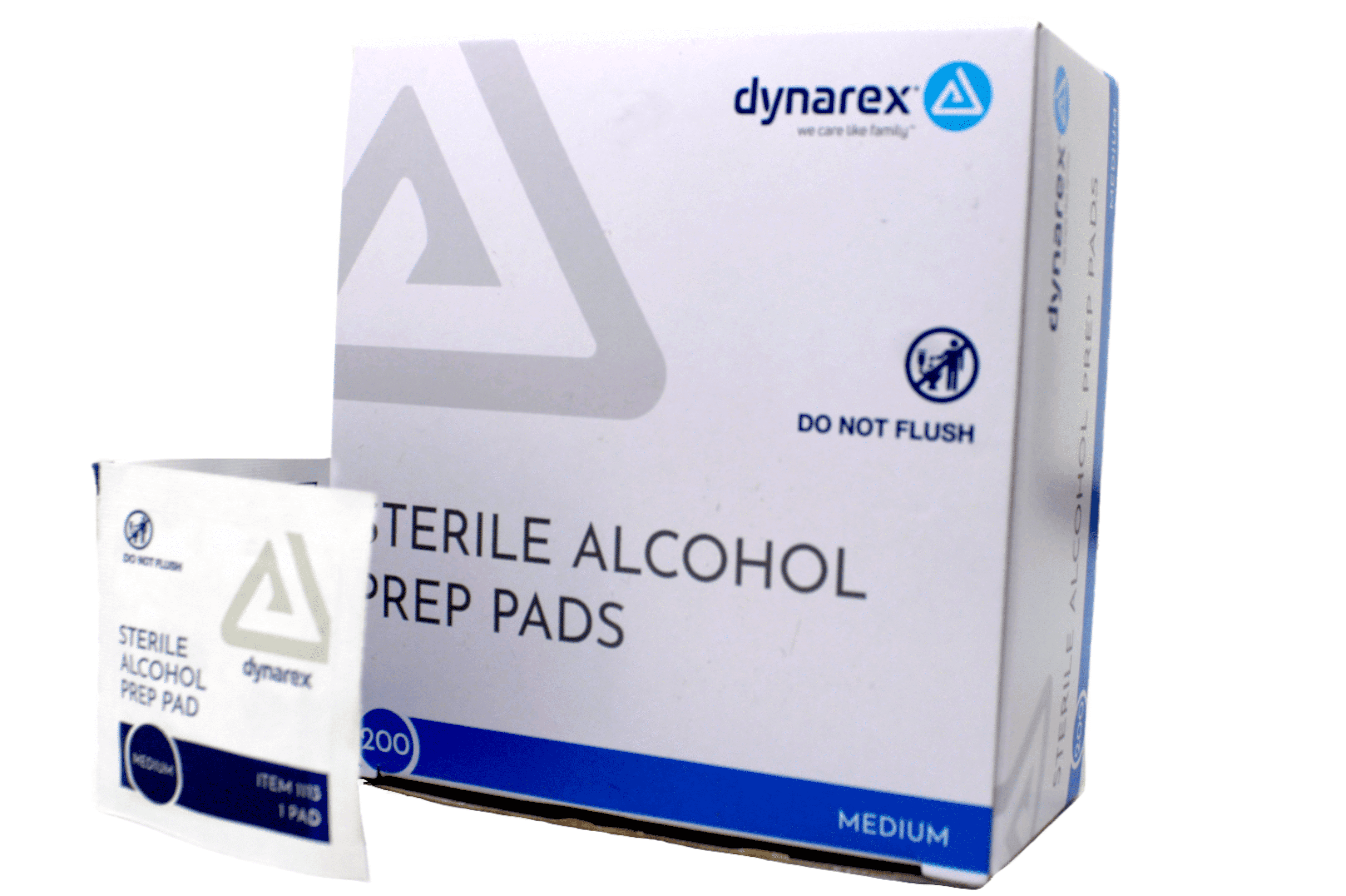 5 Pack Dynarex Alcohol Prep Pads Medium #1113 200 Latex Free Sterile Pads Each