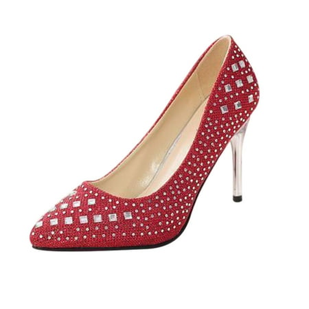 

Spring Autumn Women Pumps Sexy High Heels Shoes Rhinestone Crystal Wedding Party Shoes 36