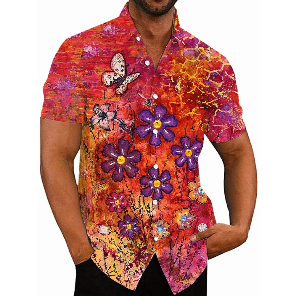 Men's Floral Hawaiian Summer Casual Shirts Fashion 3d Print Cozy Short ...