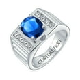 thumbnail image 3 of Bling Jewelry Mens Mens Stainless Steel Hip Hop Micro Pave Halo Blue Oval CZ Engagement Ring, 3 of 5