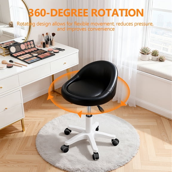 Yedigre Professional Rolling Stool with Quiet Wheels – Adjustable Height (18.8” - 24.4”) & 360° Swivel