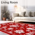 thumbnail image 2 of ODIKA 4' x 6' Machine Washable Non-Slip Area Rug, Christmas snowflake High Traffic Rug, Red, 87726, 2 of 7
