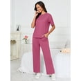 thumbnail image 5 of Chiclily Women's Loungewear Sets 2 Piece Pajama Sets Matching Outfits T-shirt Long Pants Lounge Set Sweatsuits, Purple Red Medium, 5 of 7
