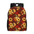 thumbnail image 1 of Disketp Red Plaid Sunflower Mochila Unisex de Apertura Lateral Completa, Mochila para Laptop para Escuela, Trabajo y Viajes, 1 of 8