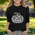 thumbnail image 6 of WAVSUF Kids Girls Halloween T-Shirt, 3/4 Sleeve Crew Neck Cartoon Printed Fall Casual Festive Top Black 9, 6 of 6