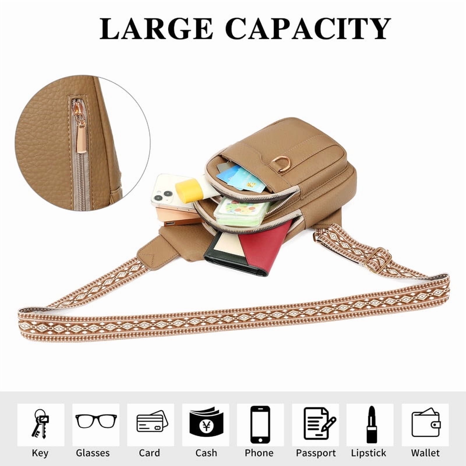 GAEKEAO Sling Bag for Women Crossbody Bags Fanny Pack Vegan Leather Chest Bag Travel Shoulder Belt Purse Backpack Gifts