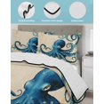 thumbnail image 4 of Vintage Blue Octopus Twin Size Down Alternative Comforter, Lightweight Comforter Quilt Bedding Set with Pillow Shams Summer Coastal Ocean Wave All Seasons Bed Comforter Duvet Insert 68"x86", 4 of 7