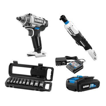 HART 20V 3/8" 2-Tool Automotive Kit with SAE Impact Sockets