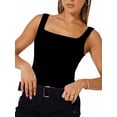 thumbnail image 3 of Womens Square Neck Fitted Tank Tops Double Layer Seamless Slim Fit Shirts Basic Spring Summer Black S, 3 of 8
