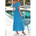 thumbnail image 2 of PRETTYGARDEN Summer Dresses for Women Eyelet Square Neck Puff Sleeve Smocked Wedding Guest Maxi Dress with Pockets, 2 of 8