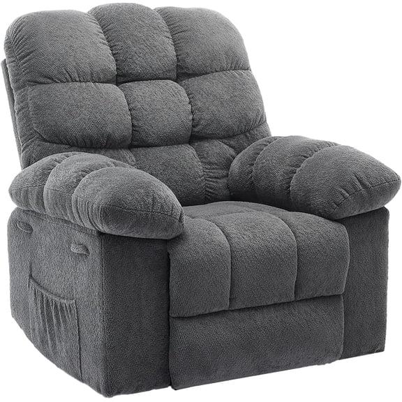 Electric Rocking Recliner Chair with 360° Swivel - High Back Glider, Upholstered Teddy Fabric Single Sofa for Living Room & Nursery