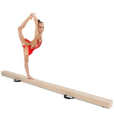 Demifill Balance Beam, 7 Feet Folding Portable Floor Balance Beam with Handles for Gymnasts, Anti-Slip Floor Beam for Kids Toddlers Beginners Competition Style, Brown