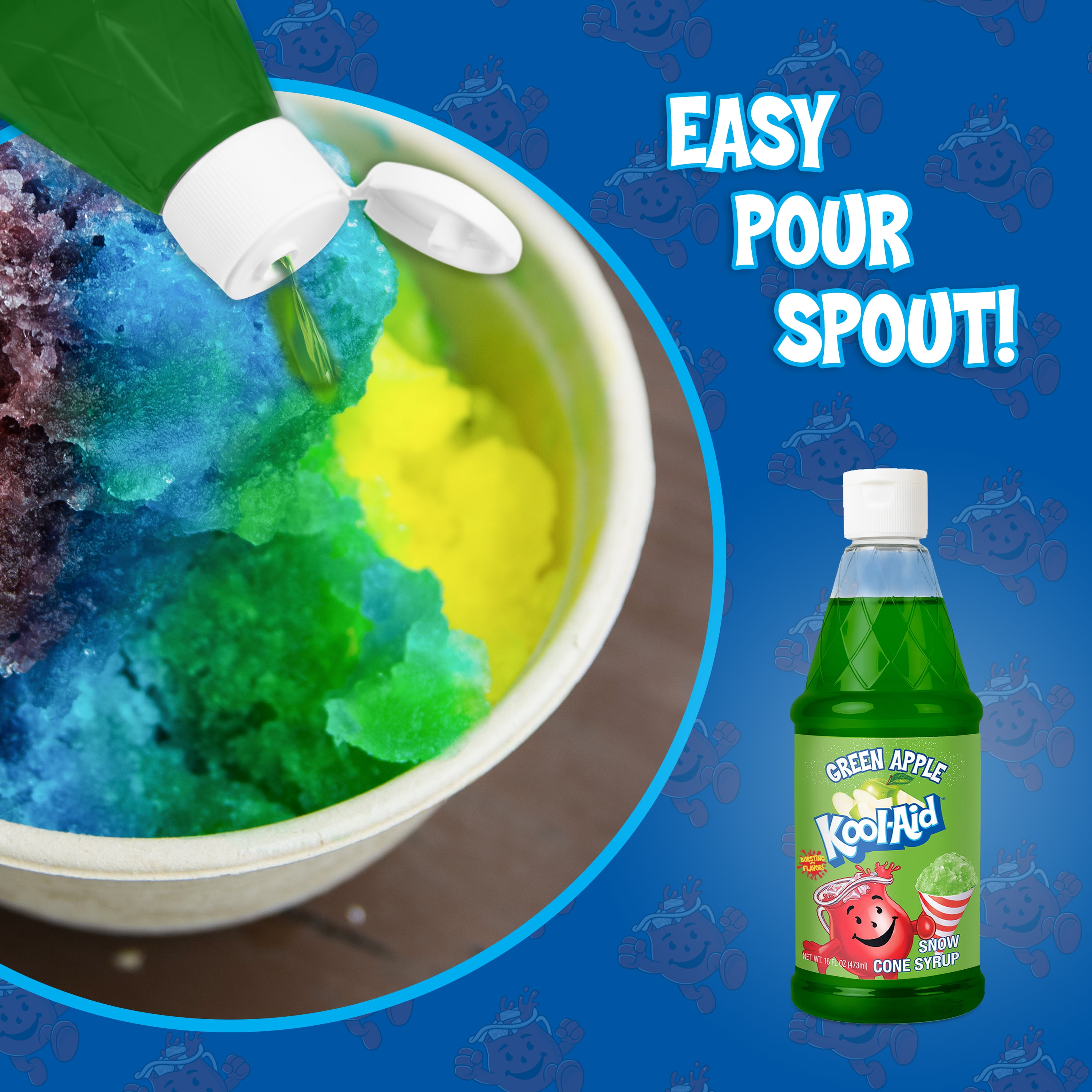 (2 pack) Kool-Aid Green Apple Snow Cone Syrup, Gluten Free, 16 oz Bottle