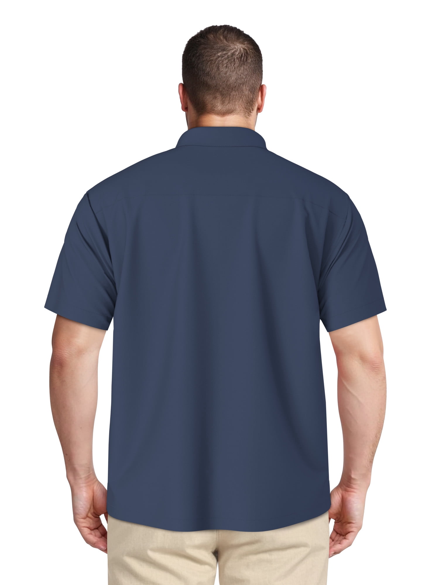 Cafe Luna Men's and Big Men's One Pocket Panel Print Short Sleeve Woven Shirt, Size S-4XL
