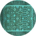 thumbnail image 1 of Ahgly Company Indoor Round Oriental Turquoise Blue Industrial Area Rugs, 4' Round, 1 of 4