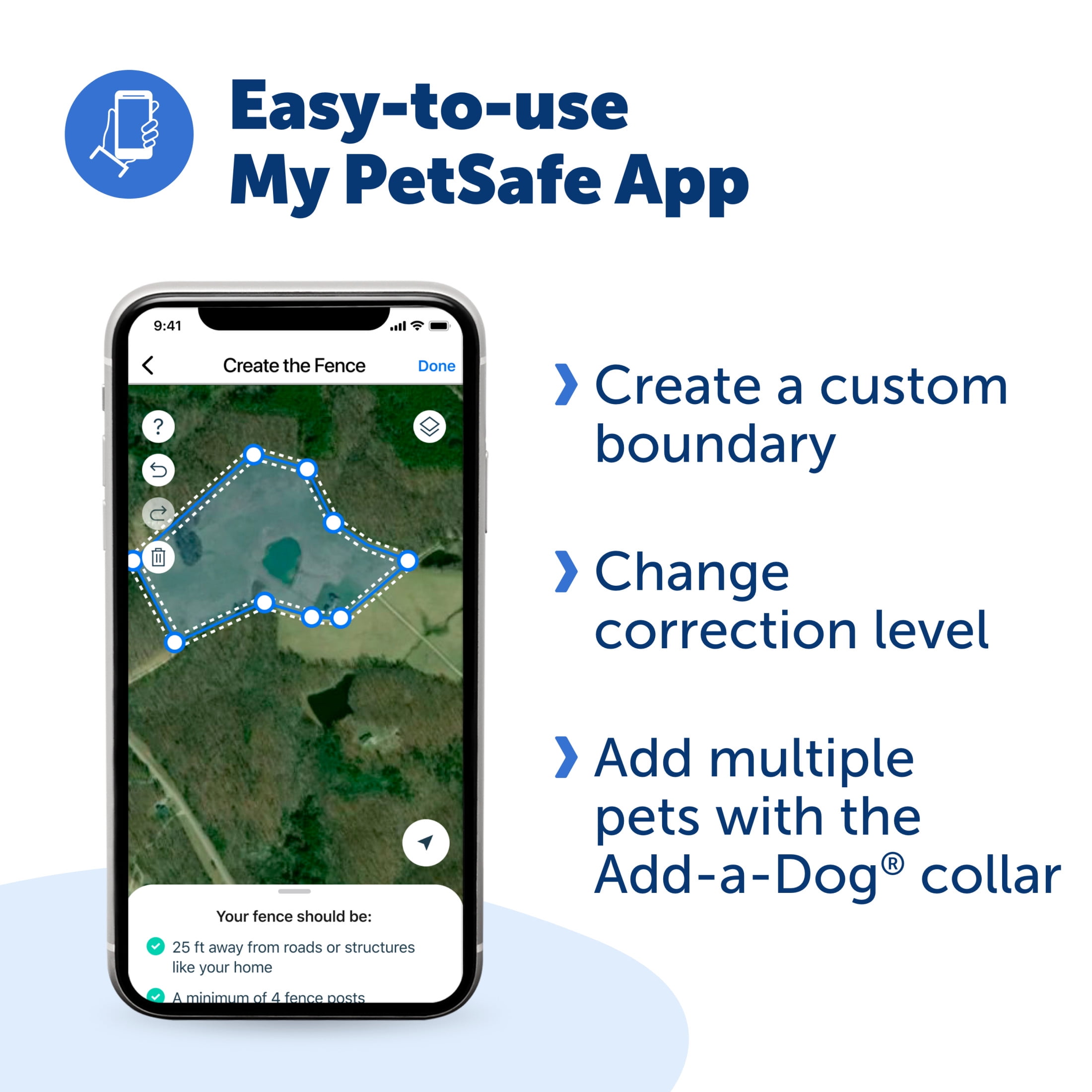 PetSafe Guardian GPS Dog Fence  No Subscription  Create Your Own Wireless Dog Fence  Single-Yard Fence for Yards 3/4 Acres or Larger  World's Safest GPS Dog Fence Tech  New, Redesigned Collar