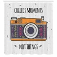 thumbnail image 3 of Saying Shower Curtain, Retro Bohemian Photo Camera and Typography on a Spotted Backdrop Digital Object, Fabric Bathroom Set with Hooks, 69W X 75L Inches Long, Multicolor, by Ambesonne, 3 of 3