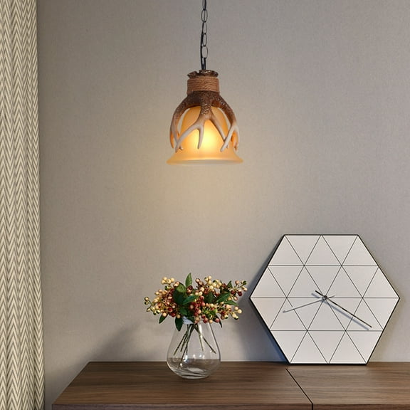 Rustic Deer Horn Antler Chandelier Resin Hanging Light Pendant lamp Bedroom Bar