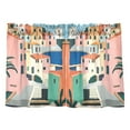 thumbnail image 7 of Yayeee Kitchen Curtains Light Filtering 27"x24" Rod Pocket Short Cafe Window Panel, Art City, 7 of 7