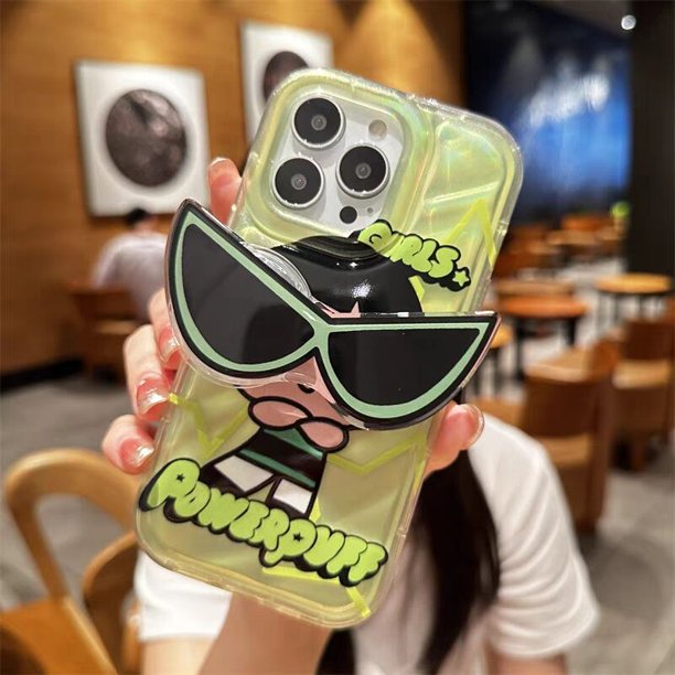 Carcasa Para IPhone 13 14 Plus Pro Max 14Plus Lujo Transparente TPU Textura Ondulada Powerpuff Niñas Gafas De Sol Soporte Plástico Suave Silicona A Prueba De Golpes Funda De Teléfono Móvil