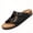 Black(Arch-support), variant on Unisex Cork Footbed Sandal for Womens Flat Slide Sandals Cork Footbed 2 Straps Adjustable Buckle Slip on Sandals with Comfort Arch Support for Slippers