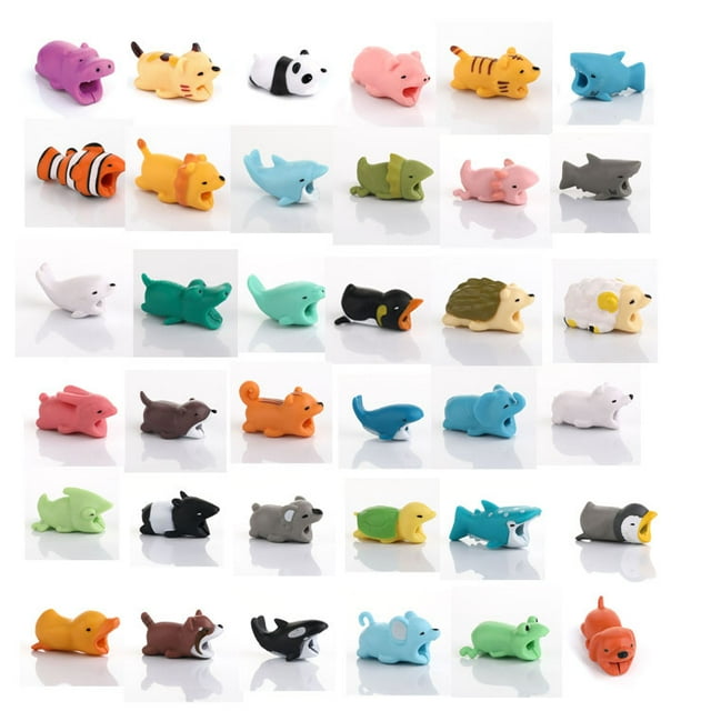 Phone Charger Protector USB Cable Protector Animals, Premium Plastic for Enhanced Durability, Long-Lasting Protection, Prevents Fraying & Cable Damage (6pcs the first row)